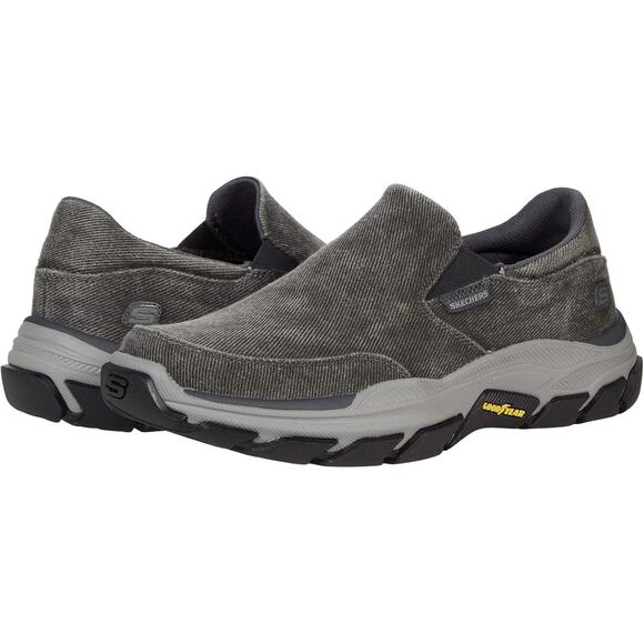 Skechers Men 11 Charcoal Relaxed Fit Respected Fallston Sneakers Slip On LB15-16 - Picture 1 of 9
